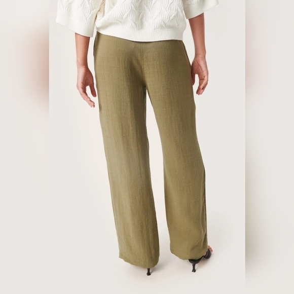 Soaked in luxury camille olive green high waisted wide leg trouser pants medium - Picture 13 of 14